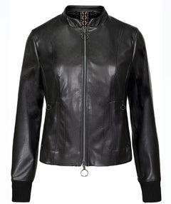 Bianca Faux Leather Convertible Collar Jacket Black