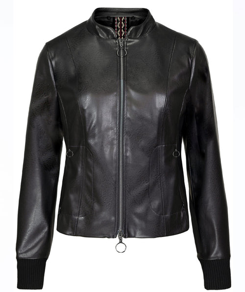 Bianca Faux Leather Convertible Collar Jacket Black