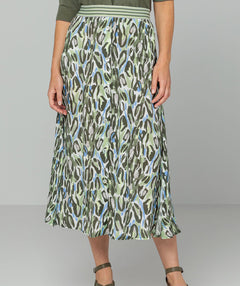 Kina Abstract Leaf Print Skirt