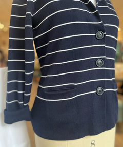 Bianca Navy Stripe Collared Cardigan