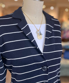 Bianca Navy Stripe Collared Cardigan