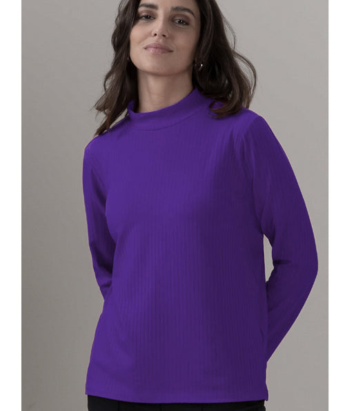 Mock Neck Rib Top Purple - Premium tops from Bianca - Just $82.50! Shop now at Mary Walter