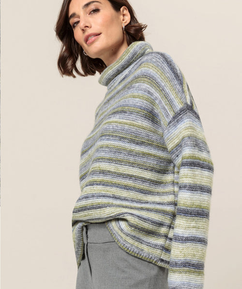 Bianca Slouchy Stripe Pullover Blue Mix