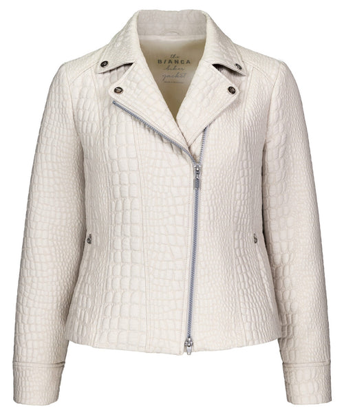 Bianca Textured Moto Jacket Cream