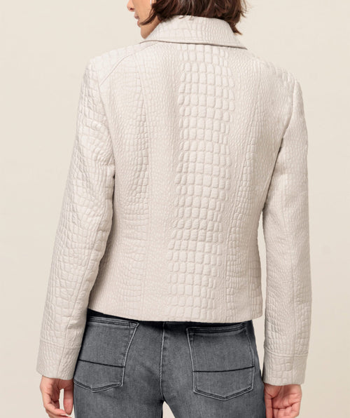 Bianca Textured Moto Jacket Cream