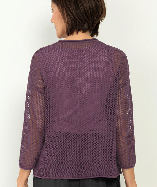 Bianca Floral Crochet Pullover Mulberry