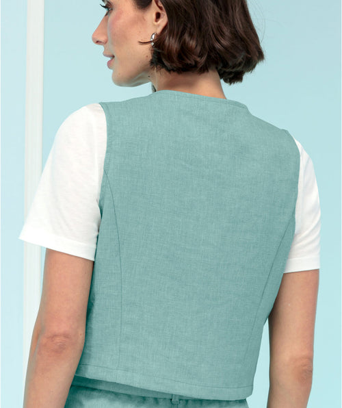 Bianca Textured Twill Vest Jade