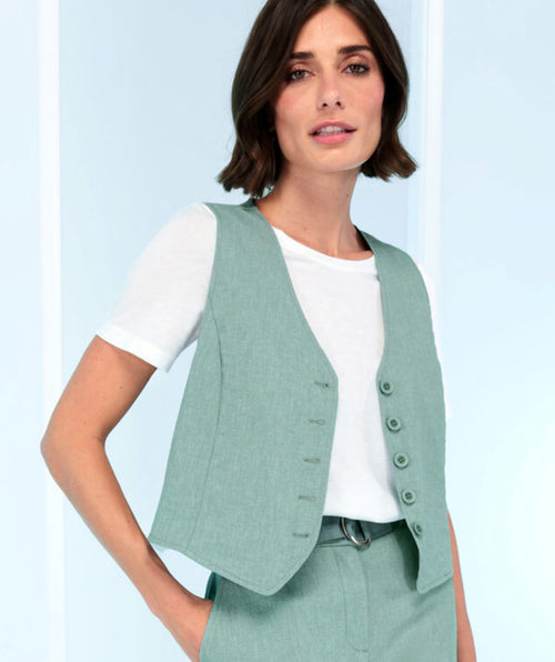 Bianca Textured Twill Vest Jade