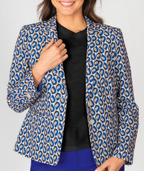 Zola Printed Blazer Cobalt Mix - Premium jackets from Bianca - Just $140! Shop now at Mary Walter