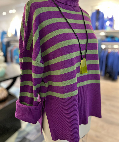 Big Stripes Pullover Plum/Lime One Size