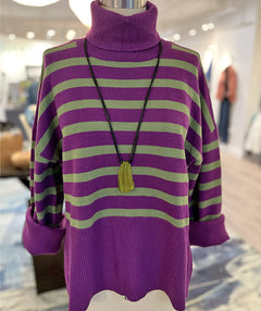 Big Stripes Pullover Plum/Lime One Size