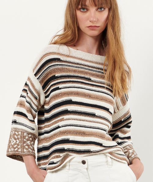 Broken Stripe Pullover - Premium sweaters from B.YU - Just $174! Shop now at Mary Walter