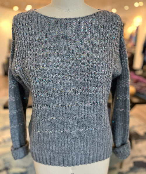 B.Yu Iridescent Paillette Pullover