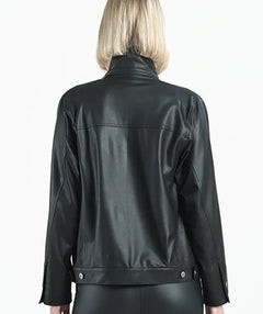 Clara Sunwoo Liquid Leather Boxy Jacket Black