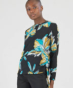 Clara Sunwoo Soft Scoop Pullover Teal Flower
