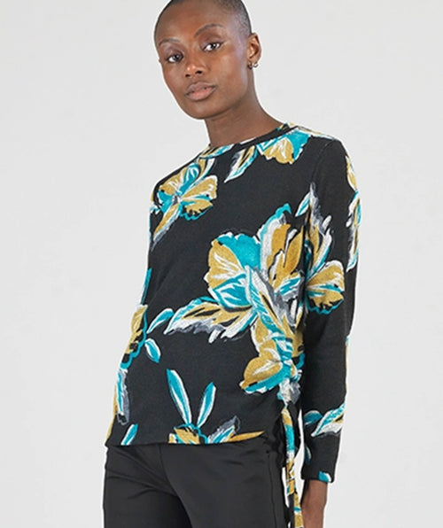 Clara Sunwoo Soft Scoop Pullover Teal Flower