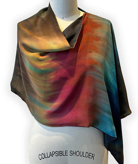 Hand-painted silk capelet