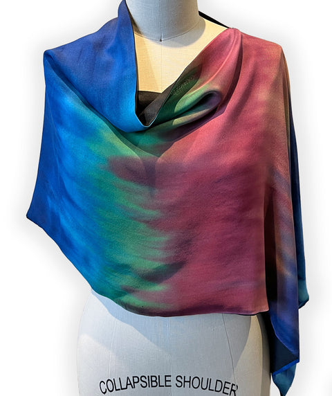 Hand-painted silk capelet