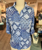 David Cline Crinkle Shirt Blue Tile