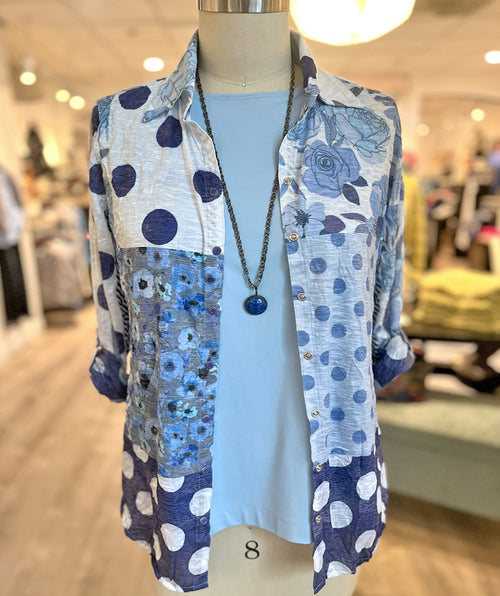 David Cline Crinkle Shirt Denim Rose