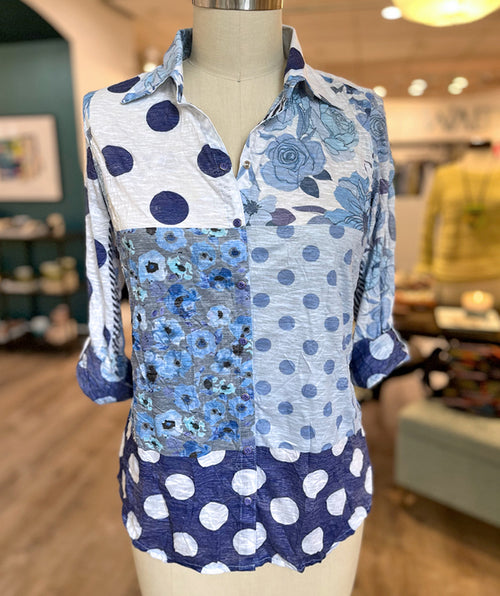 David Cline Crinkle Shirt Denim Rose