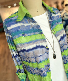 David Cline Crinkle Shirt Lime Wave
