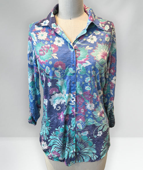 Snap front crinkle shirt cadet - Premium tops from David Cline - Just $110! Shop now at Mary Walter