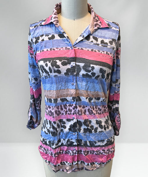 Snap front crinkle shirt peri - Premium tops from David Cline - Just $110! Shop now at Mary Walter