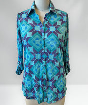 Snap front crinkle shirt mist