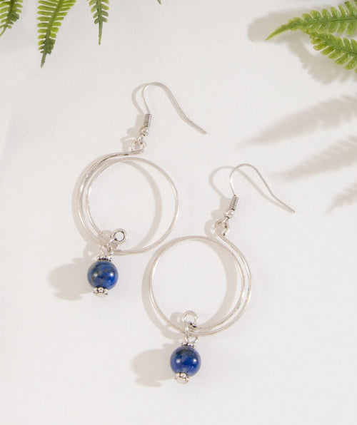 Boucle d'oreille créole Davina en lapis-lazuli 