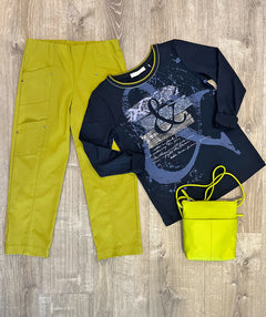 Elliott Lauren Angled Crop Cargo Pant Olive Oil