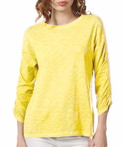 Enzyme Wash Ruched Sleeve Tee - Premium tops from Elliott Lauren - Just $94! Shop now at Mary Walter