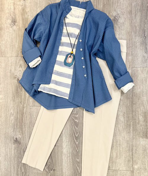 Elliott Lauren Paint Stripe Tee Chambray