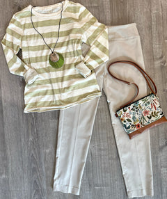 Elliott Lauren Paint Stripe Tee Kelp