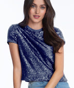 Sequin Knit Tee - Premium tops from Elliott Lauren - Just $148! Shop now at Mary Walter