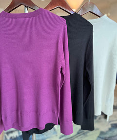Elliott Lauren Button & Rib Detail Pullover