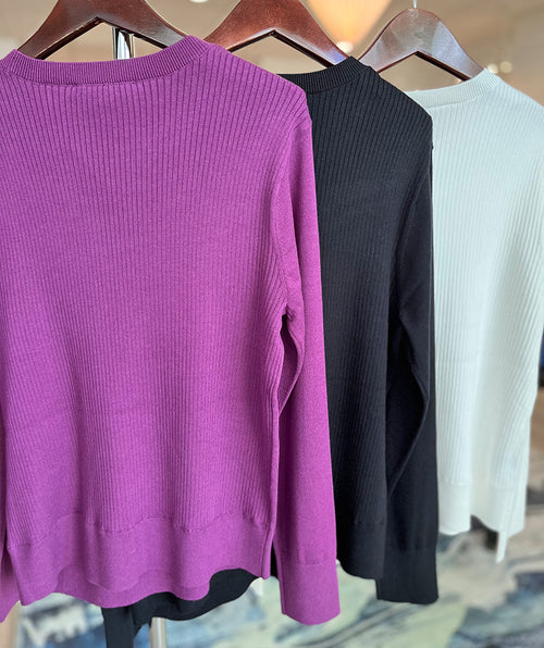 Elliott Lauren Button & Rib Detail Pullover