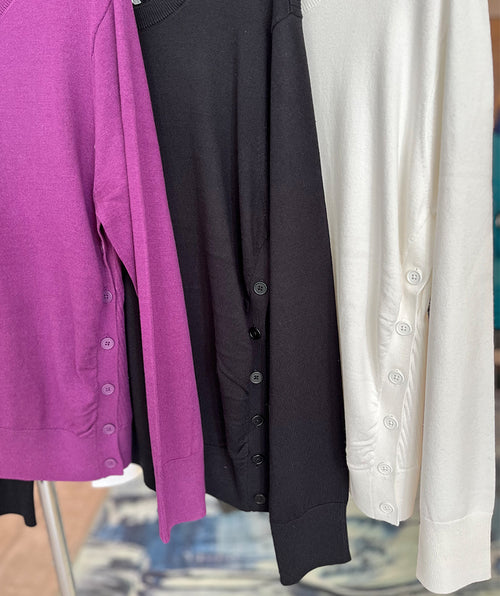 Elliott Lauren Button & Rib Detail Pullover