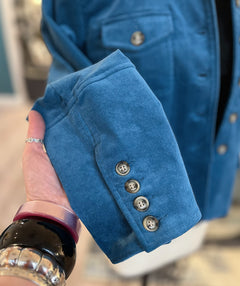 Foil Cotton Velvet Jacket Azure