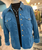 Foil Cotton Velvet Jacket Azure