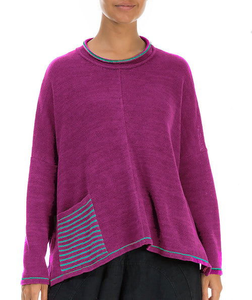 Stripe Detail Pullover Berry - Premium sweaters from Grizas - Just $260! Shop now at Mary Walter