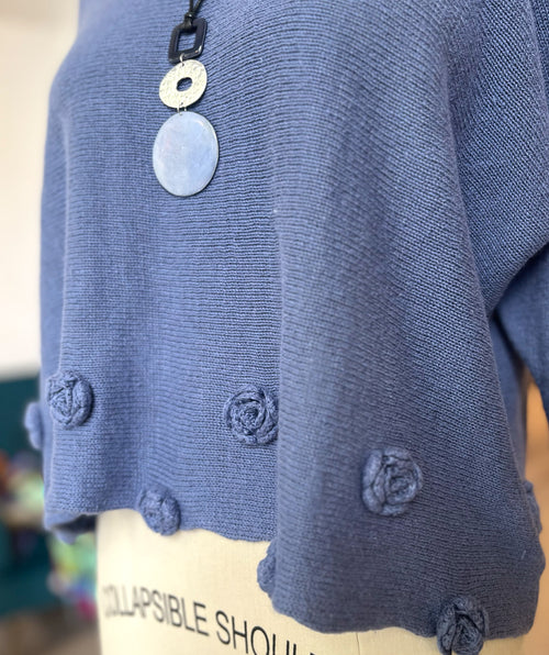 Grizas Soft Rosette Pullover Denim Blue