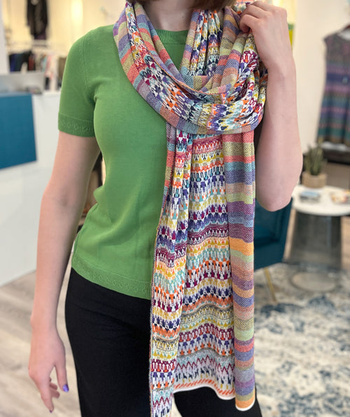Knit stripe shawl/scarf - Premium scarves from ivko - Just $160! Shop now at Mary Walter