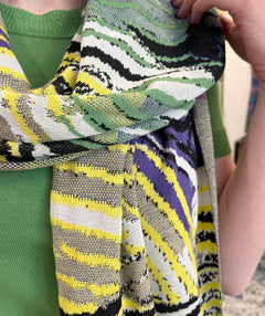 Wave jacquard knit shawl/scarf - Premium scarves from ivko - Just $170! Shop now at Mary Walter