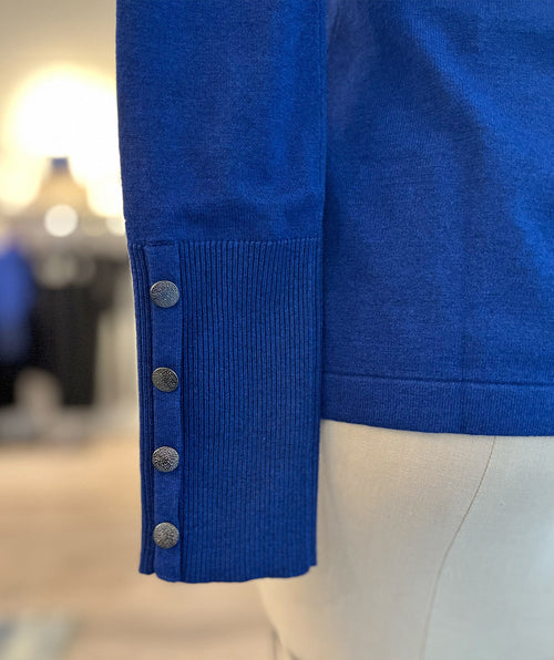Jenvie Button Detail Jewel Neck Top