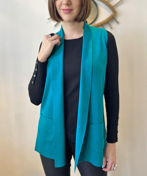 Jenvie Two Pocket Knit Vest Peacock