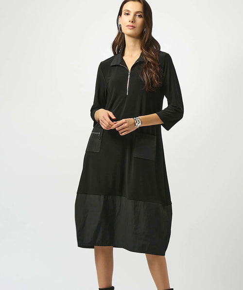 Joseph Ribkoff Zip and Mix Dress Black