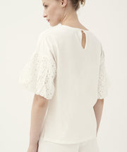Eyelet Sleeve Tee White