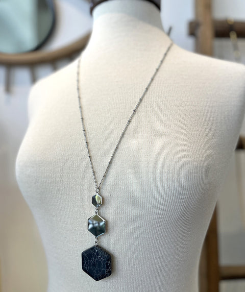 Lori Onyx Hexagon Necklace