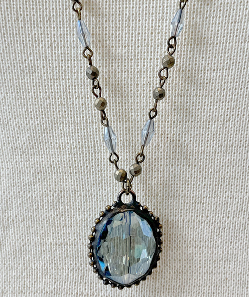 Collier Bluebell pendentif en cristal antique